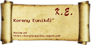 Koreny Euniké névjegykártya